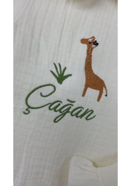 Müslin Yeni Doğan 4katlı Organik %100PAMUK Kişiye Özgü Nakışlı Hastane Çıkış Seti-Safari Model-2 fırsatları