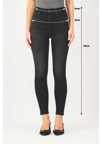 Yüksek Bel Dar Paça Skinny Fit Koyu Indigo Kadın Denim Pantolon DT10898