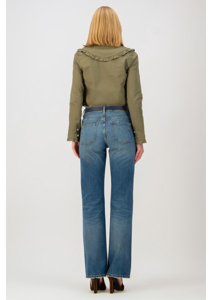 Yüksek Bel Düz Paça Bol Kesim Koyu Indigo Kadın Denim Pantolon DT10896 fırsatları