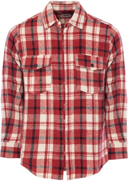 Kareli Kırmızı Erkek Gömlek DT10117-1_DENIM Trip Gömlek Yaka Re