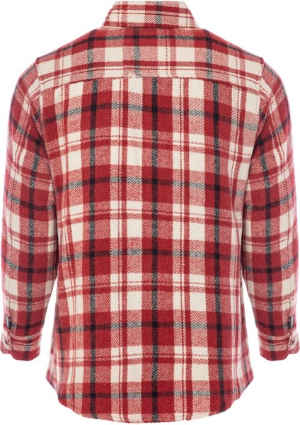 Kareli Kırmızı Erkek Gömlek DT10117-1_DENIM Trip Gömlek Yaka Re