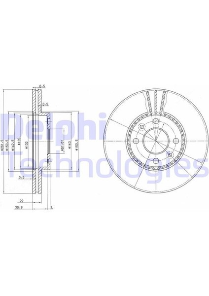 Delphı BG2693 - Ön Fren Aynası Renault Megane I 96 Scenıc I 96 Laguna I 93 Safrane I 92 96 262×22X4DELİKXHAVALI