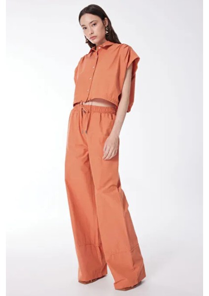 Rahat Fit Kiremit Kumaş Kadın Pantolon fırsatları