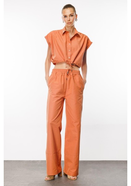 Rahat Fit Kiremit Kumaş Kadın Pantolon