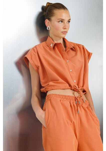 Rahat Fit Kiremit Kumaş Kadın Pantolon modelleri