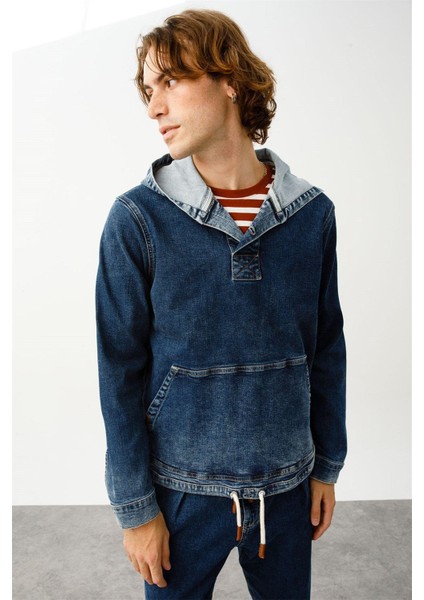 Koyu Indigo Erkek Denim Ceket DT10076_DEAN Regular Fit Koyu Indig