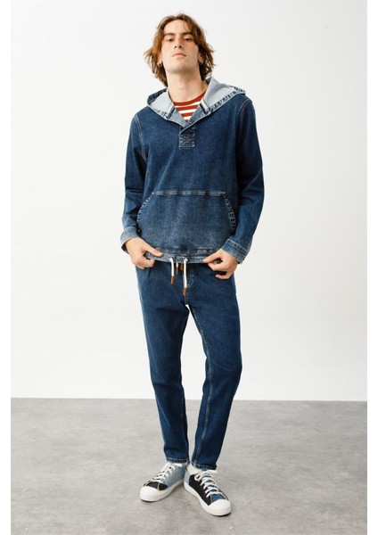 Koyu Indigo Erkek Denim Ceket DT10076_DEAN Regular Fit Koyu Indig