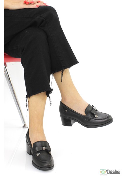 Mammimia Kadın Günlük Klasık Kalın Topuklu Ortopedik Hakiki Deri Ayakkabı M26/KA3325