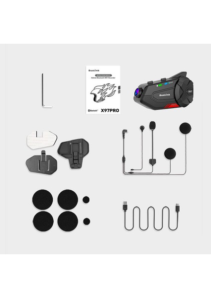 X97 Plus İnterkom Motosiklet Kameralı 6 Kişi Grup Bluetooth Kask Intercom Video Kayıt Kulaklık modelleri
