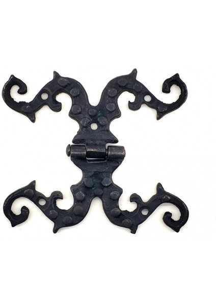 Antika Tarz Dekoratif Pirinç Süslü Menteşe - 100X90 Mm, Oksit