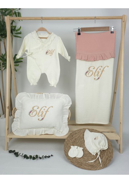 Müslin Yeni Doğan 4katlı Organik %100PAMUK Kişiye Özgü Nakışlı Hastane Çıkış Seti (Papatya Model-7) fiyatları