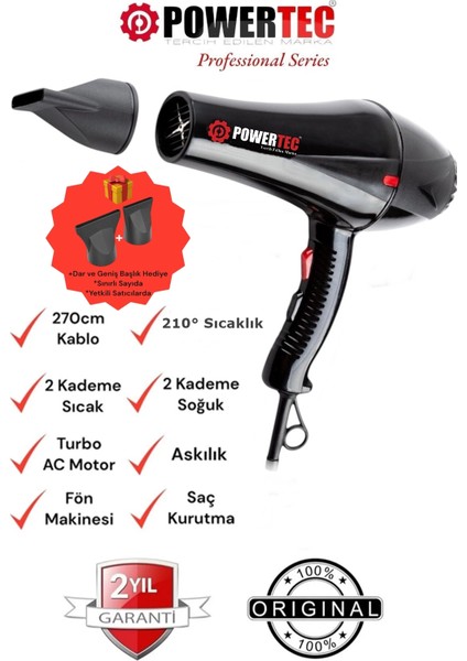 TR-901 Turbo Professional Series Fön Makinesi & Saç Kurutma 2500w Performans