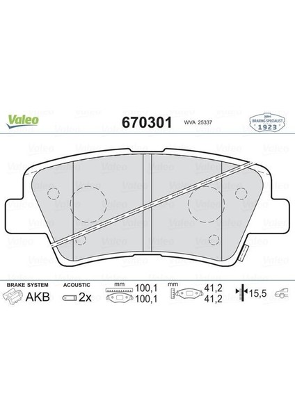 670301 - Arka Fren Balata Hyundaı Accent Blue 1.4l 1.6l Benzinli 10- 1.6l Crdi Dizel 10- / Elantra 1.6l D4FB 11- / Kıa Rıo 1.4l D4FC Dizel - 6 Vites 14- / Soul 1.6l Cvvt 09-