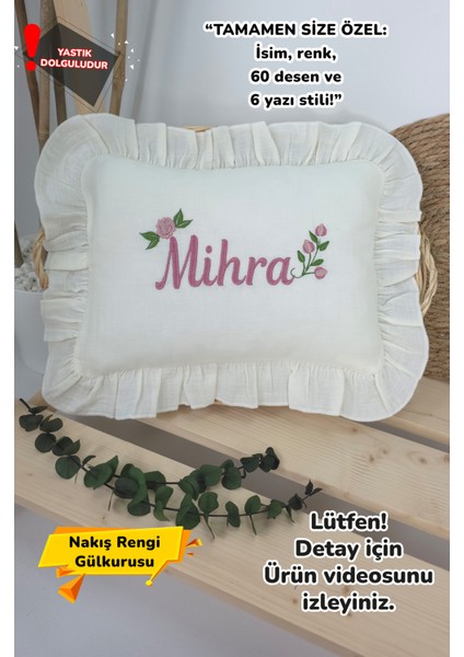 Müslin Yeni Doğan 4katlı Organik %100PAMUK Kişiye Özgü Nakışlı Hastane Çıkış Seti- Güllü Model-1