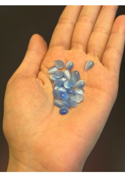 26 Adet Damla ve Yuvarlak Mavı Renk Karışık Yapıştırma Boncuk Set 0,50 cm modelleri