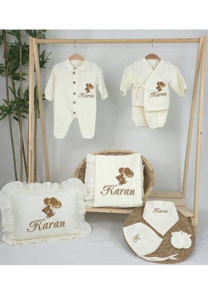 Müslin Yeni Doğan 4katlı Organik %100PAMUK Kişiye Özgü Nakışlı Hastane Çıkış Seti (Ayıcık Model-6) fiyatları