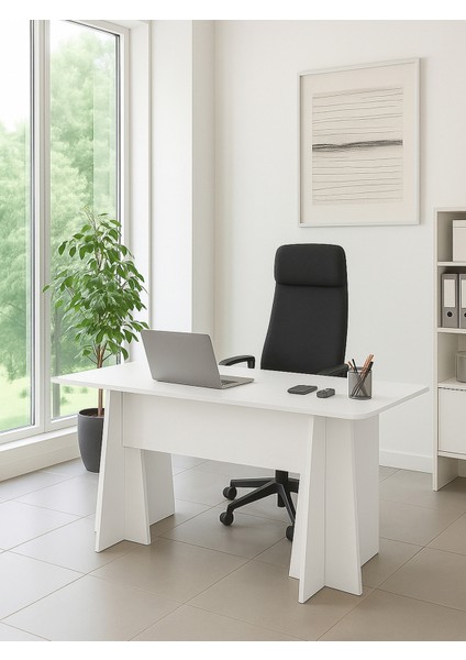 Kula Yönetici Ofis Masası Çalışma Masası Beyaz