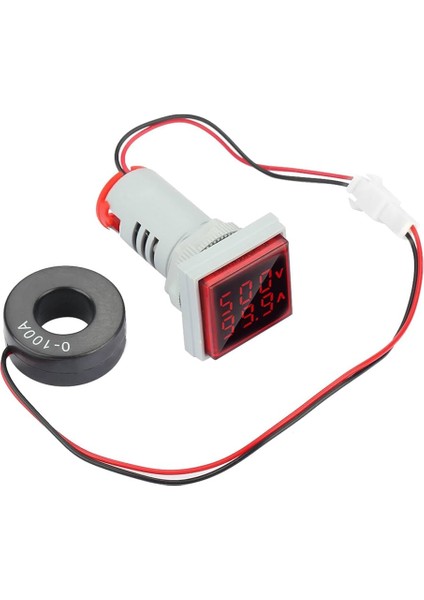 22MM Dijital Voltmetre-Ampermetre Ac 20-500V 0-100A Kırmızı