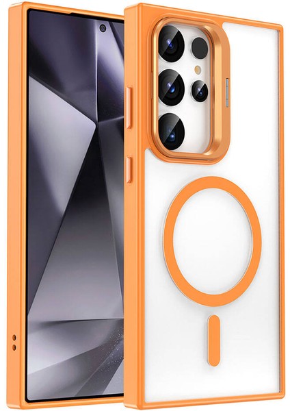 Galaxy S24 Ultra Kılıf M-Safe Şarj Özellikli Standlı M-Safe Klon Kapak