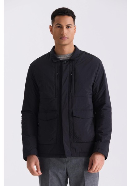 Siyah Comfort Fit Gömlek Yaka Mevsimlik Mont indirimleri
