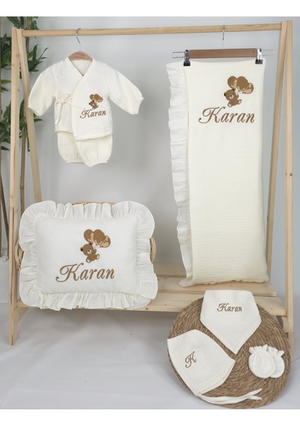 Müslin Yeni Doğan 4katlı Organik %100PAMUK Kişiye Özgü Nakışlı Hastane Çıkış Seti (Ayıcık Model-6) fiyatları