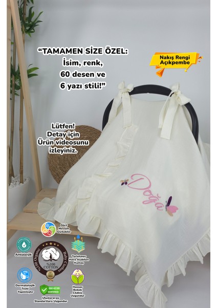 Müslin Yeni Doğan 4katlı Organik %100PAMUK Kişiye Özgü Nakışlı Hastane Çıkış Seti (Kelebek Model-1)