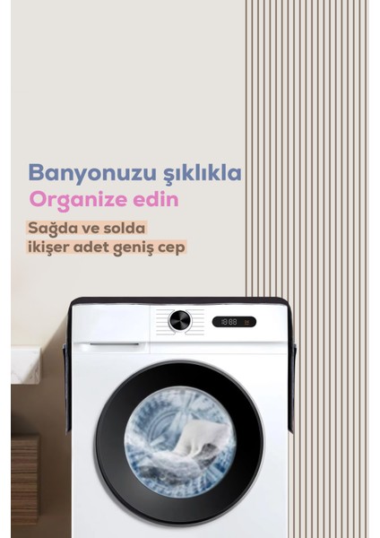 Çamaşır Makinesi Örtüsü 4 Cepli Banyo Düzenleyici Organizer Buzdolabı Örtüsü Depolama Hurç modelleri