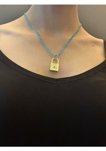Çelik Kilit Uçlu Kadın Boncuklu Kolye 21 cm fiyatları