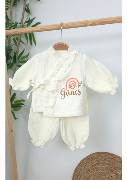 Müslin Yeni Doğan 4katlı Organik %100PAMUK Kişiye Özgü Nakışlı Hastane Çıkış Seti(Gökkuşağı Model-3) fiyatları