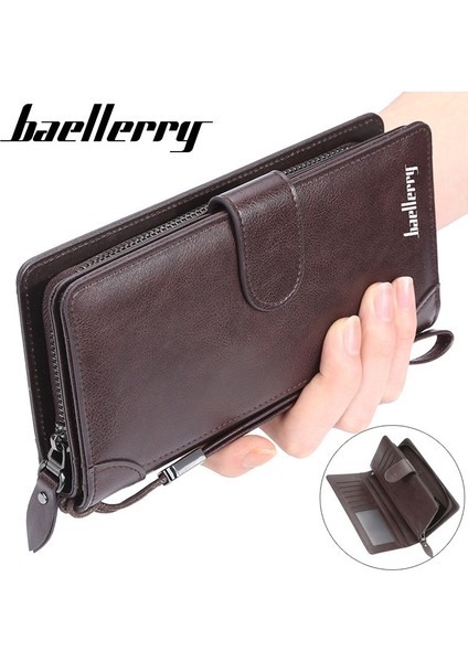 Erkek Cüzdanı Uzun Baellerry Iş Çoklu Kart Yuvaları Büyük Kapasiteli Tokalı Fermuarlı Debriyaj Çanta Moda Çanta (Yurt Dışından) fiyatları