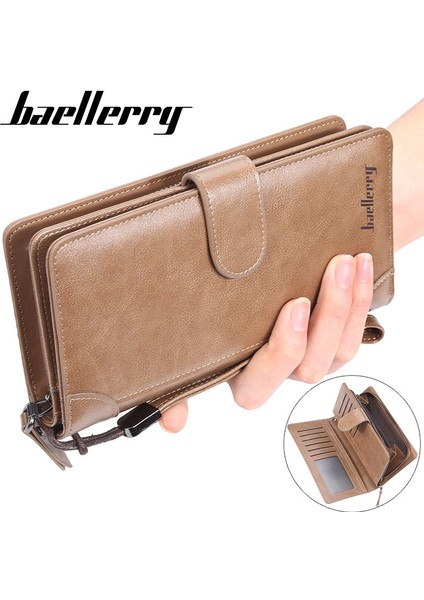 Erkek Cüzdanı Uzun Baellerry Iş Çoklu Kart Yuvaları Büyük Kapasiteli Tokalı Fermuarlı Debriyaj Çanta Moda Çanta (Yurt Dışından) fiyatları