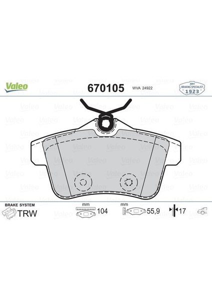 670105 - Arka Fren Balatası Peugeot P3008 09 16 P5008 09 17 P508 10 18 P308 Gtı-Rzc 10 14 Cıtroen C4 09 16 Ds4-Ds5 11 15