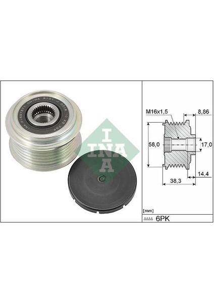 535029610 - Alternatör Kasnağı Rulmanlı Hyundaı Elantra VI-KONA-I10 III-I20-II-I30 1.6-1.0 T-Gdi-1.0 Mpi-1.2 M