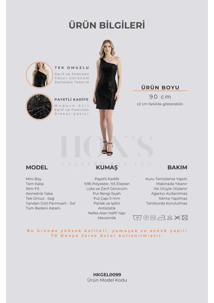 Nicole | Payetli Kadife Tek Omuz Asimetrik Yaka Mini Slim Abiye Elbise - Siyah