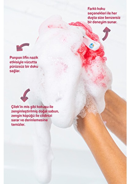 4'lü Sabunlu Banyo Lifi Seti Tüm Cilt Tiplerine Uygun 4 Adet Beyaz Zeytin Çilek Mango