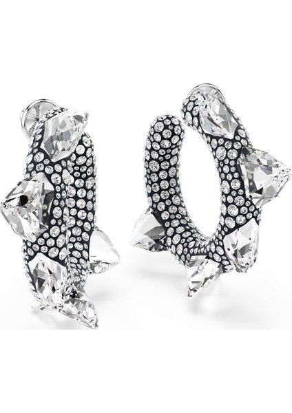 5723287 Sublima Hoop Earrings, Spike, White, Rhodium Plated