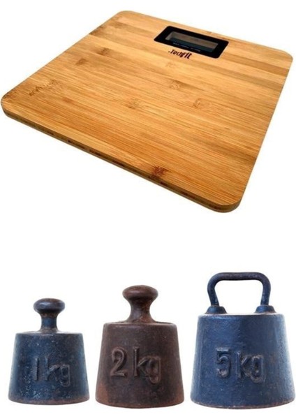 Bambu Banyo Baskülü, Hassas Dijital, Dayıklı ve Şık, Beyaz, Ithalatçı Garantili