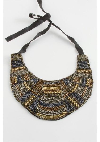 Allzey Etnik Kum Boncuk Yaka Kolye-Renkli