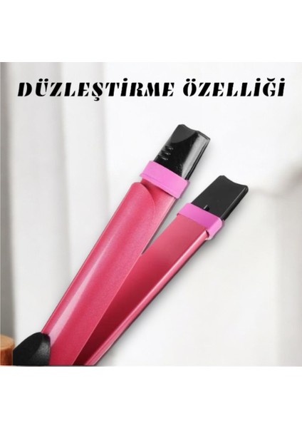 Çift Fonksiyonlu Saç Düzleştirici ve Maşa, Pembe Renkli, Pratik ve Şık Tasarım indirimleri