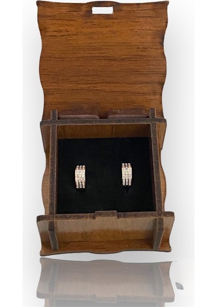 Sıra Taşlı Rose Halka Küpe