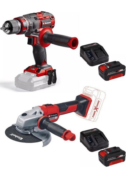 Tp-Cd 18/80 Li-I Bl Matkap Axxio 18/150 Avuç Taşlama 2X4.0AH Akülü Kömürsüz Set