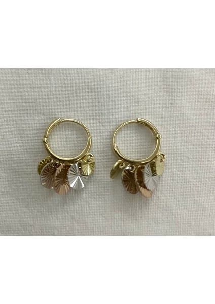 Üç Renk Pullu Shakira Altın Küpe modelleri