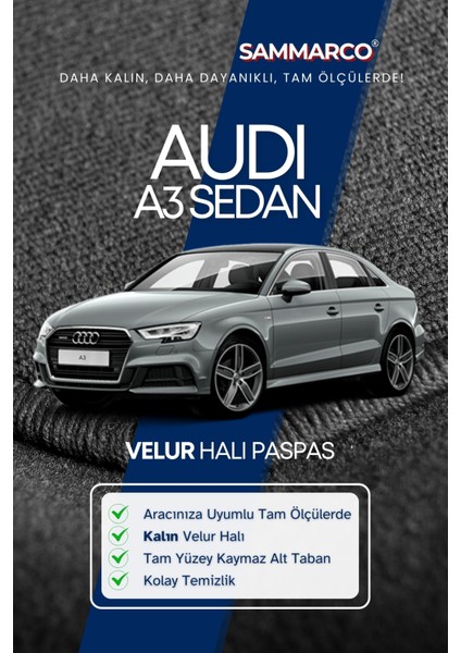 Audi A3 Sedan 2015 Halı Paspas Velur Paspas Kumaş Paspas Oto Paspas fiyatları