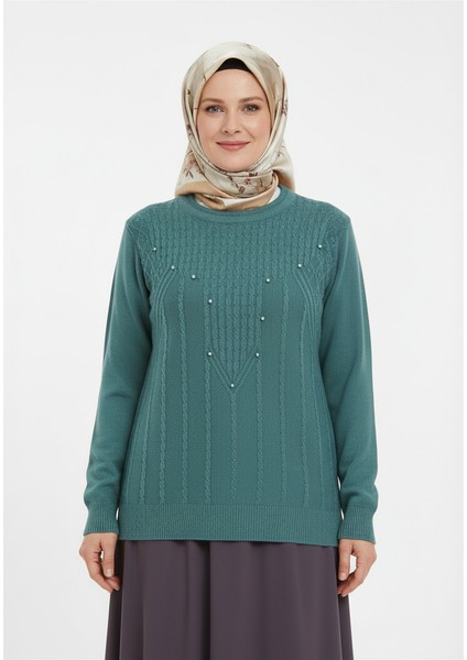 Kadın Kışlık Triko Kazak Bisiklet Yaka Boncuklu Rahat Tam Kalıp fırsatları