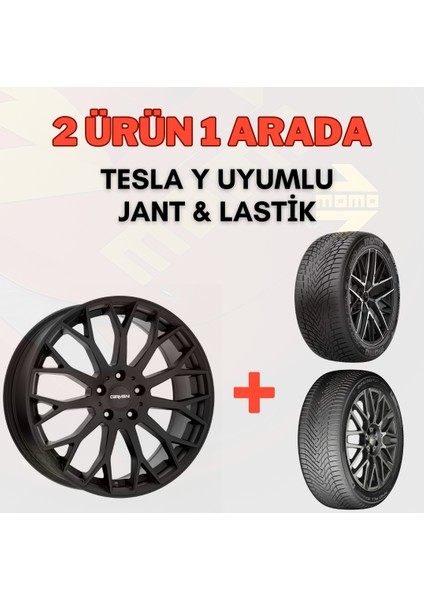 Tesla Model Y Uyumlu Momo 255/45R19 Dört Mevsim Lastiği 4 Adet YILI:2025 + CA22 19" Jant 4 Adet