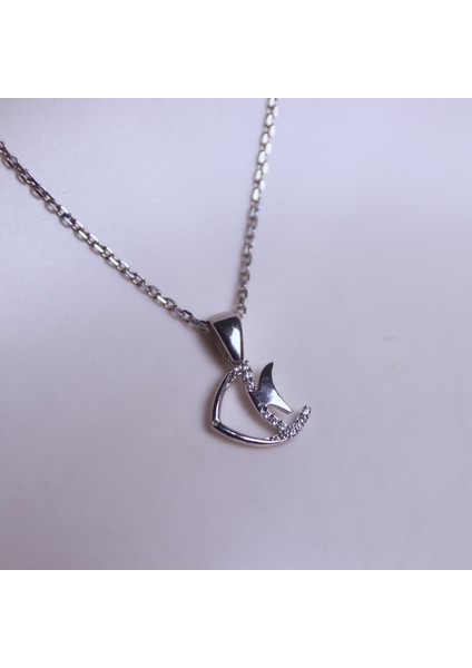 925 Ayar Gümüş Zirkon Taşlı Rodaj Kaplama Minimal Balık Kolye