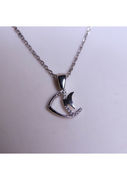 925 Ayar Gümüş Zirkon Taşlı Rodaj Kaplama Minimal Balık Kolye fiyatları