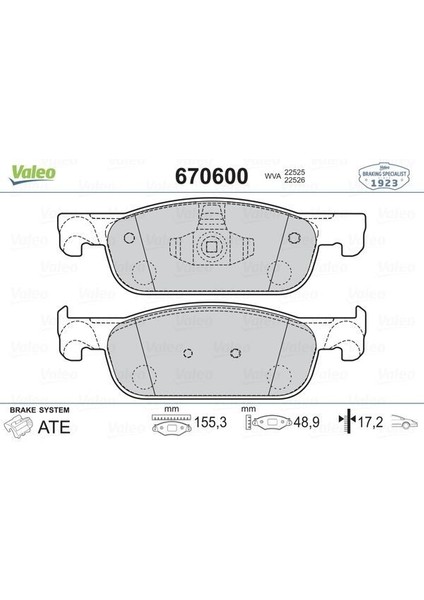 670600 - Ön Fren Balatası Renault Clıo Iv 12 Symbol Iıı 13 Dacıa Sandero Iı 13 Logan Mcv Iı 14 Logan Iı 13 0.9tce 1.0sce 1.2 1.2tce 1.5dci 1.6