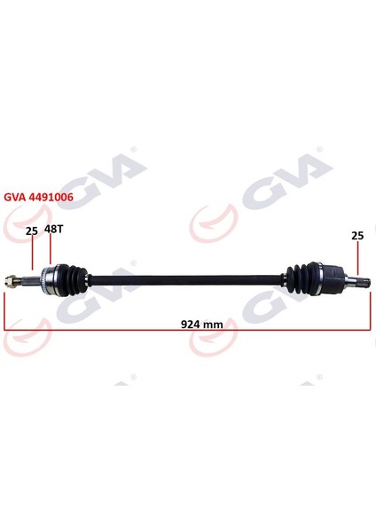 4491006 - Komple Aks Sağ Hyundaı Accent Era 1.4l 1.6l G4EE G4ED Benzinli 06-10 Abs Li 25×25 - Abs 48 Diş Komple Boy 924MM