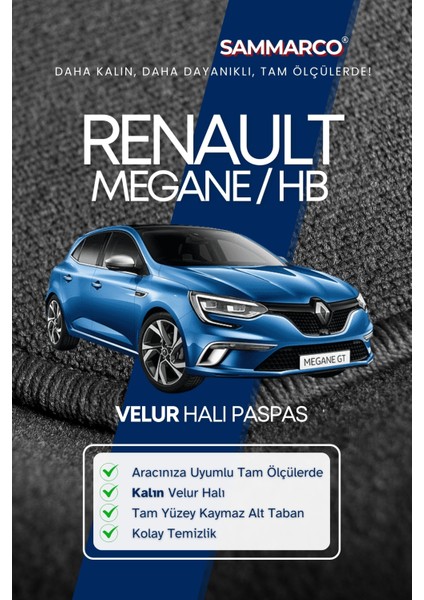 Renault Megane 4 Hatchback 2016 Halı Paspas Velur Paspas Kumaş Paspas Oto Paspas fiyatları